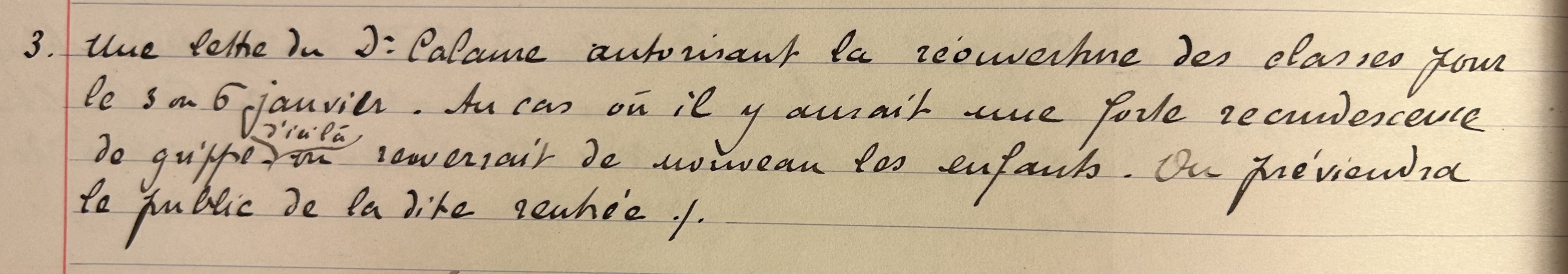 Annonce de la réouverture des classes