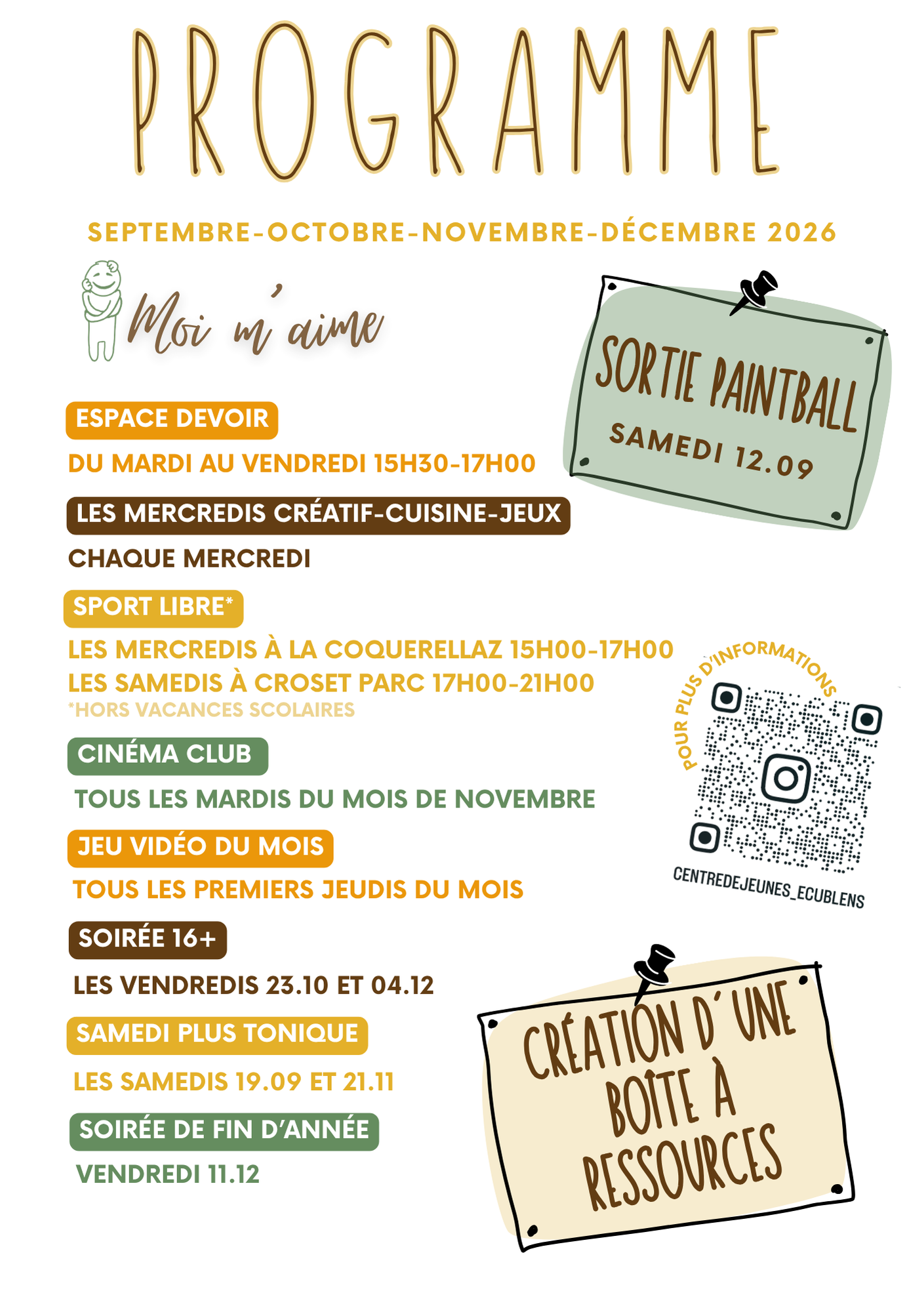 2026 Programme septembre octobre novembre décembre