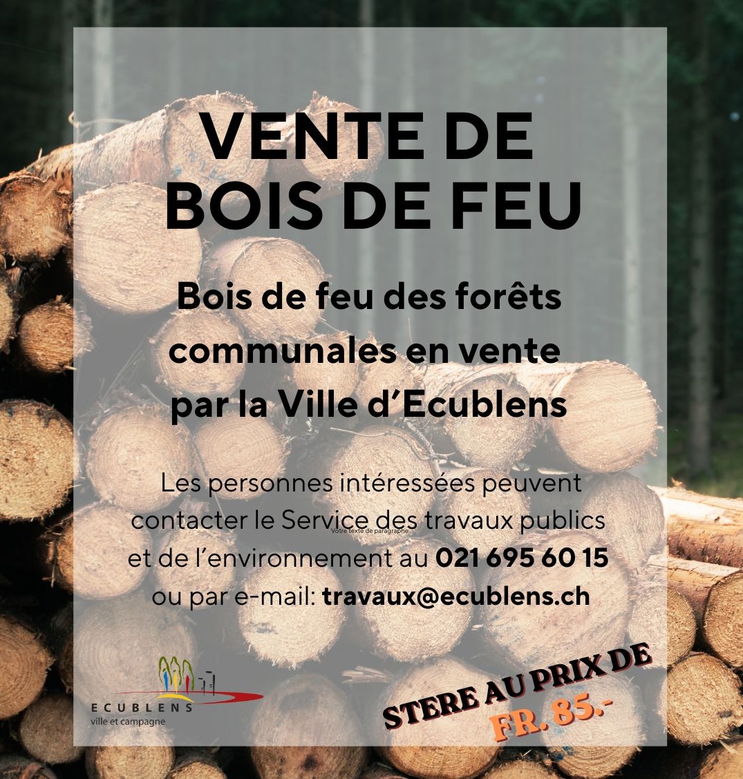 Vente de bois de feu 2026