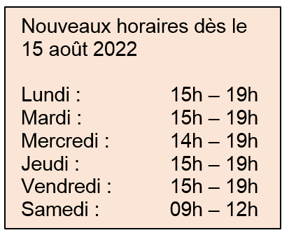 Ludothèque horaires 2022